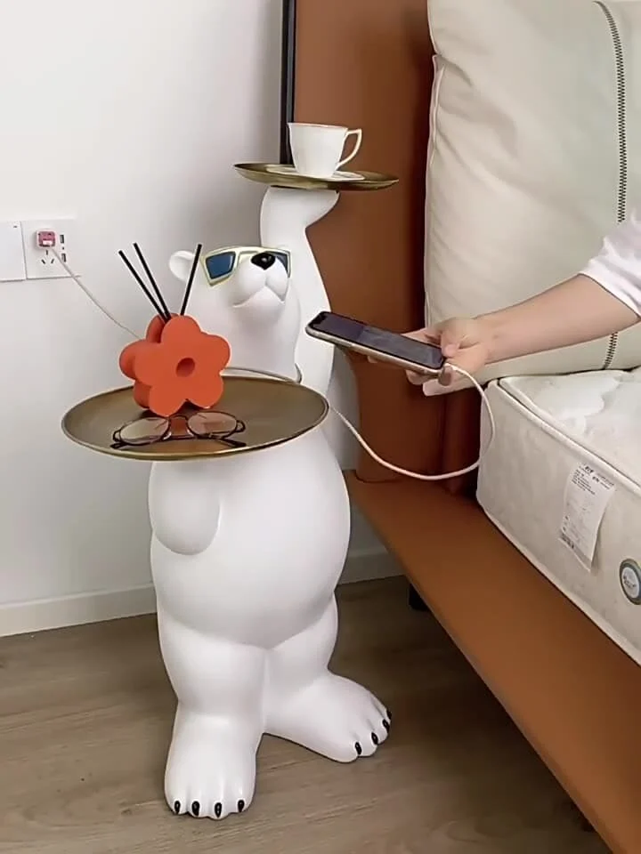 Arctic Polar Bear Dual Tray Resin Floor Sculpture (1)