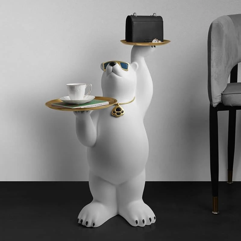 Arctic Polar Bear Dual Tray Resin Floor Sculpture (2)