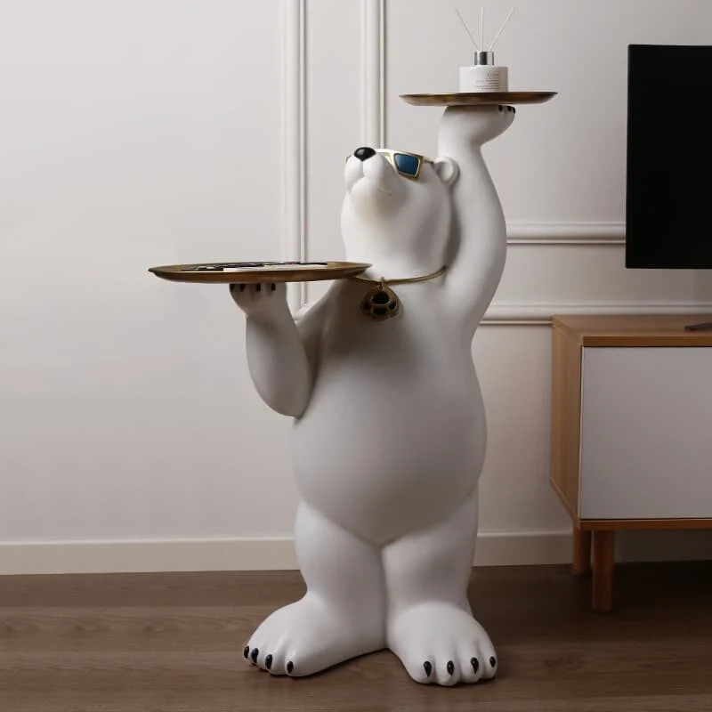 Arctic Polar Bear Dual Tray Resin Floor Sculpture (4)