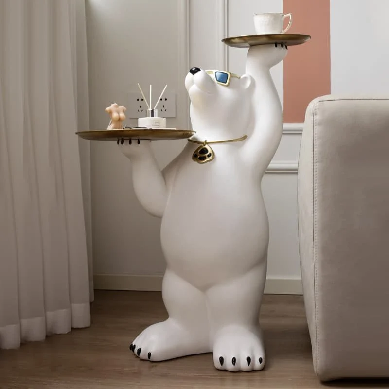 Arctic Polar Bear Dual Tray Resin Floor Sculpture (5)