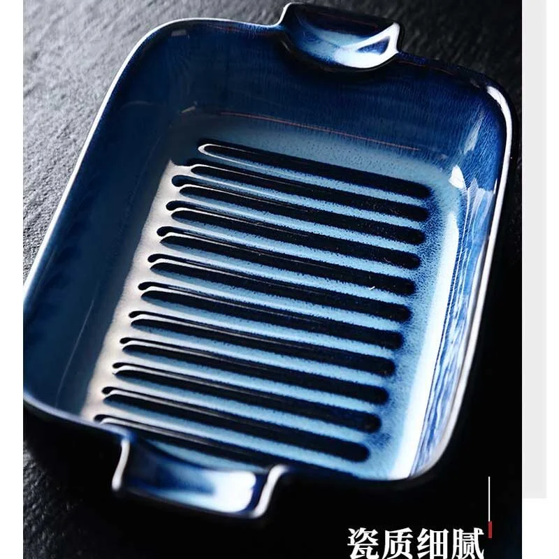 Black Stone Texture Ceramic Baking Dish With Handles (3)