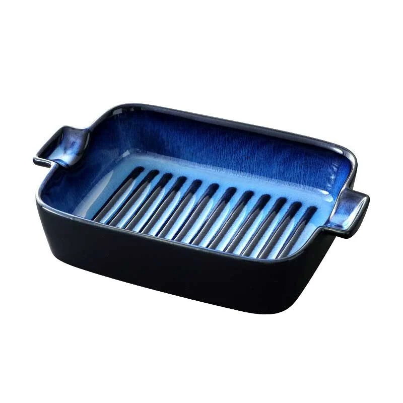 Black Stone Texture Ceramic Baking Dish With Handles (5)