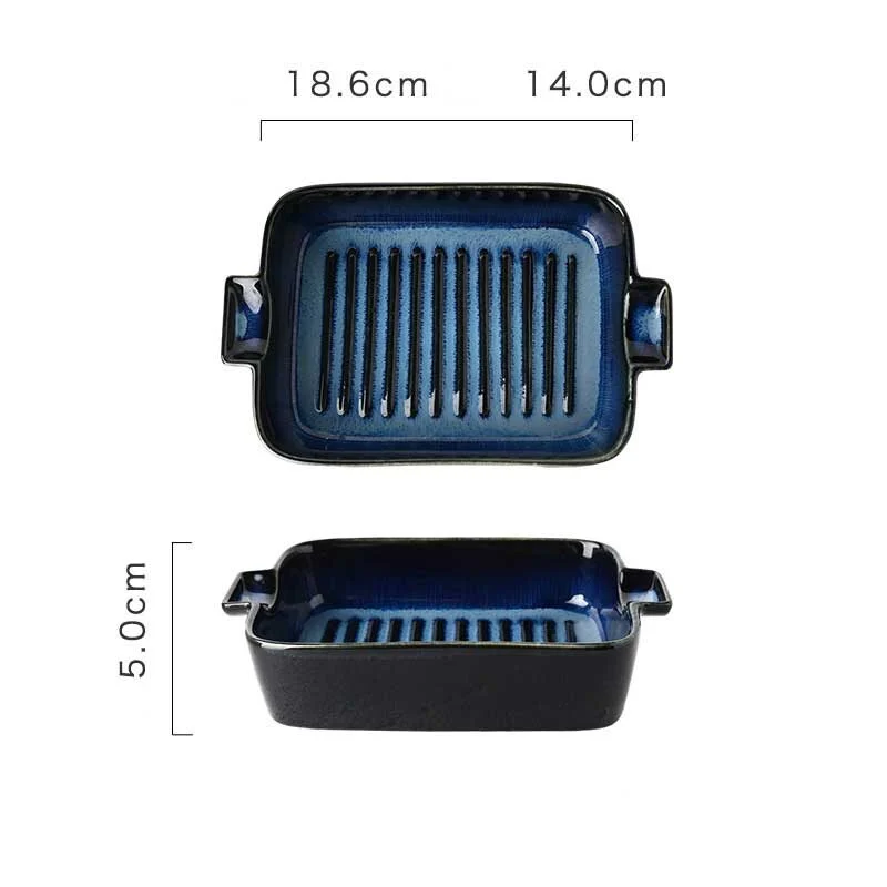 Black Stone Texture Ceramic Baking Dish With Handles (6)