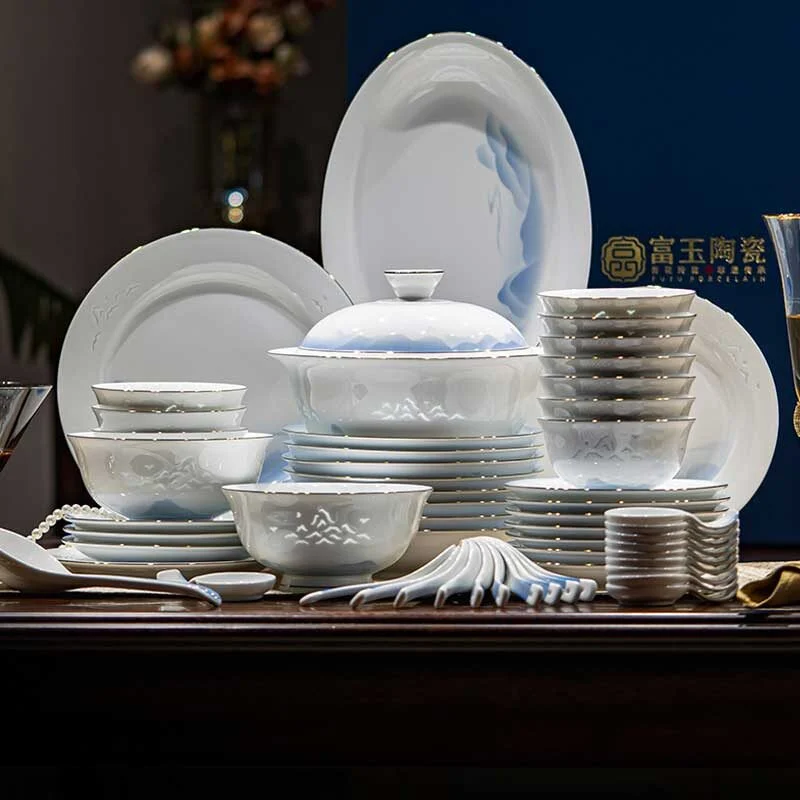 Blue And White Delicate Porcelain Tableware Set (1)