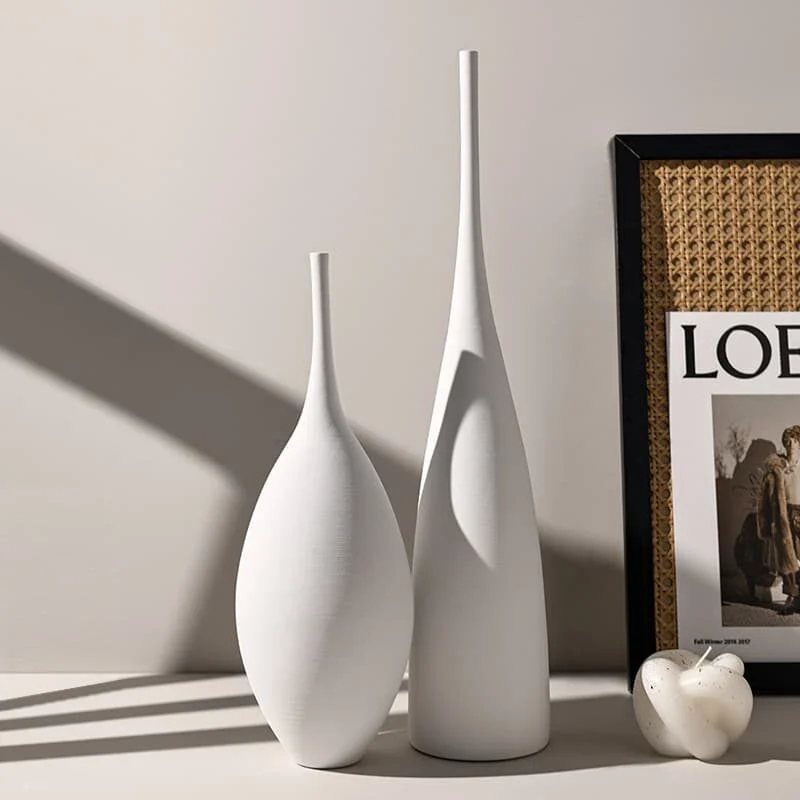 Brushed Ceramic High Neck Vase – Minimalist Modern Décor (4)