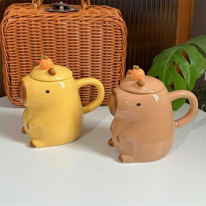 Capybara Ceramic Mug With Lid (1)
