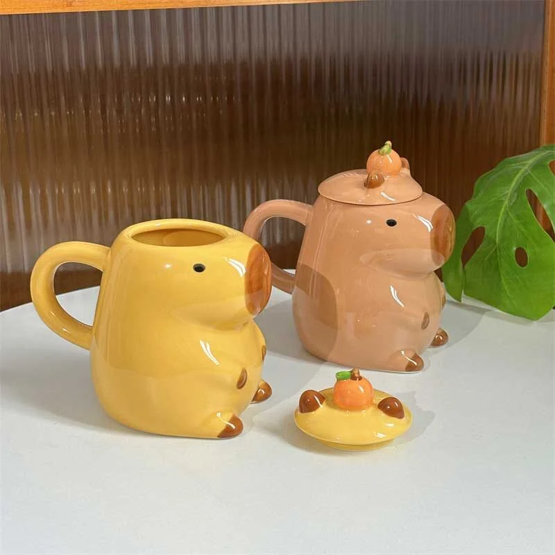 Capybara Ceramic Mug With Lid (2)