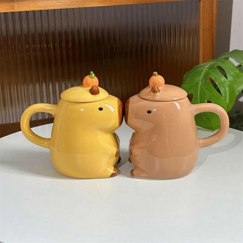 Capybara Ceramic Mug With Lid (3)