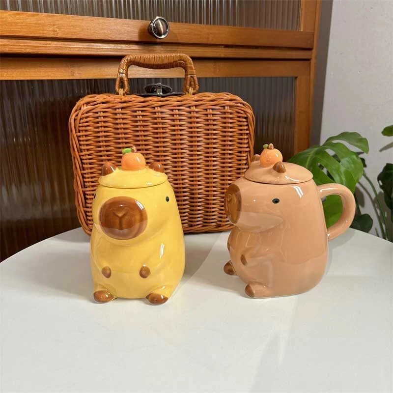 Capybara Ceramic Mug With Lid (4)