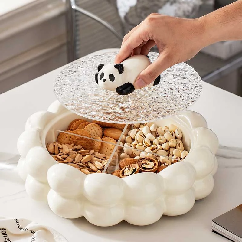 Ceramic Snack & Nut Plate With Lid – Panda Design (2)