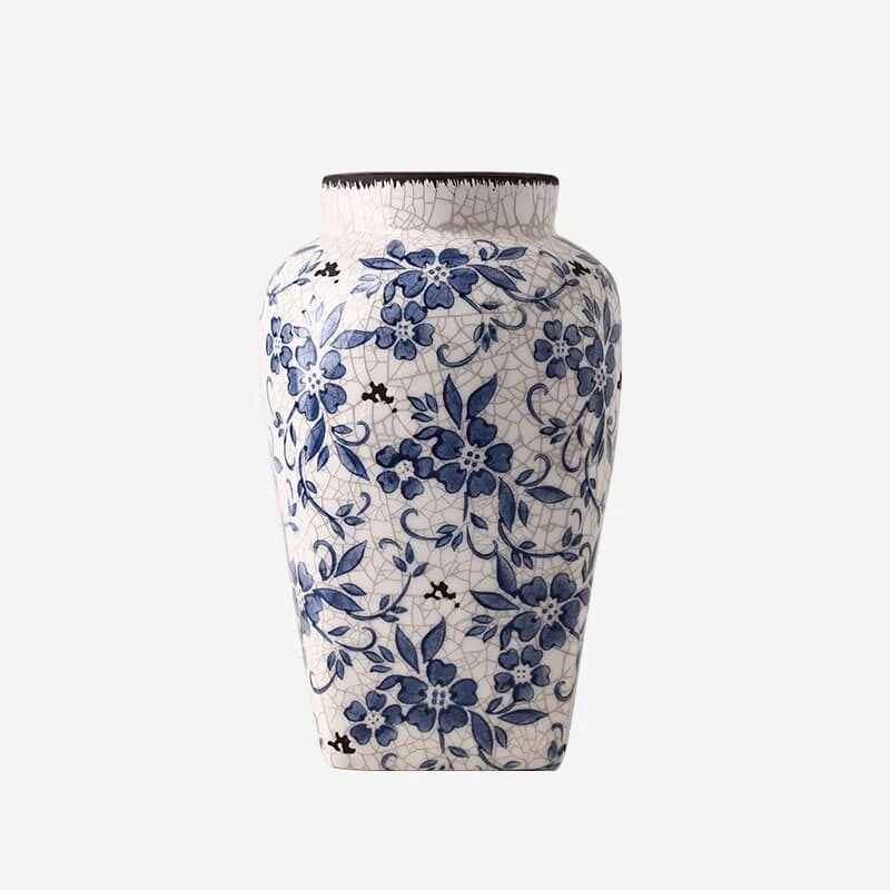 Crackle Glaze Blue & White Porcelain Vase (1)