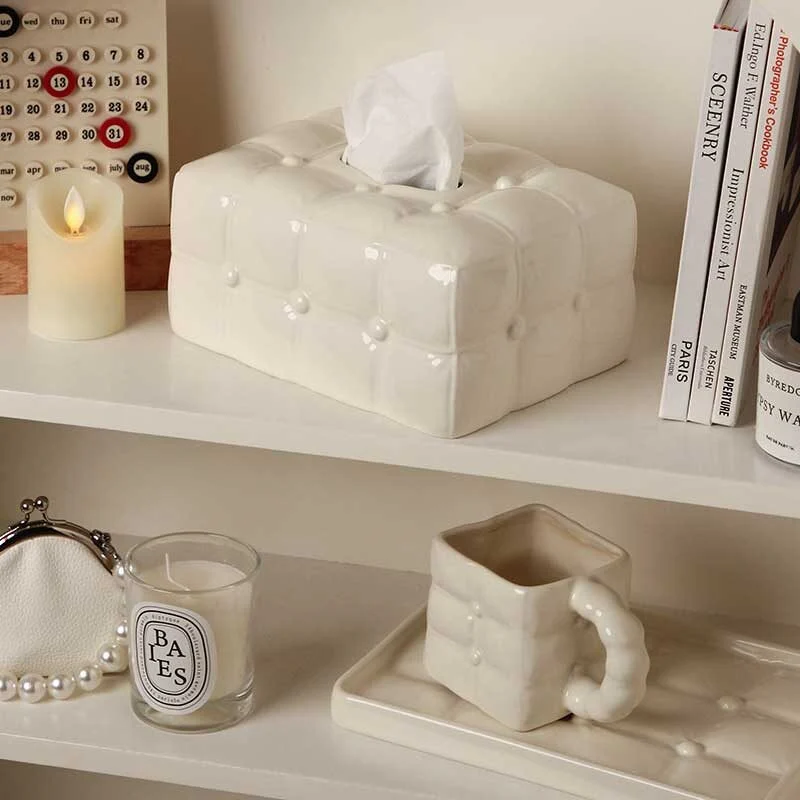 Creamy Aesthetic Ceramic Tissue Box (5)
