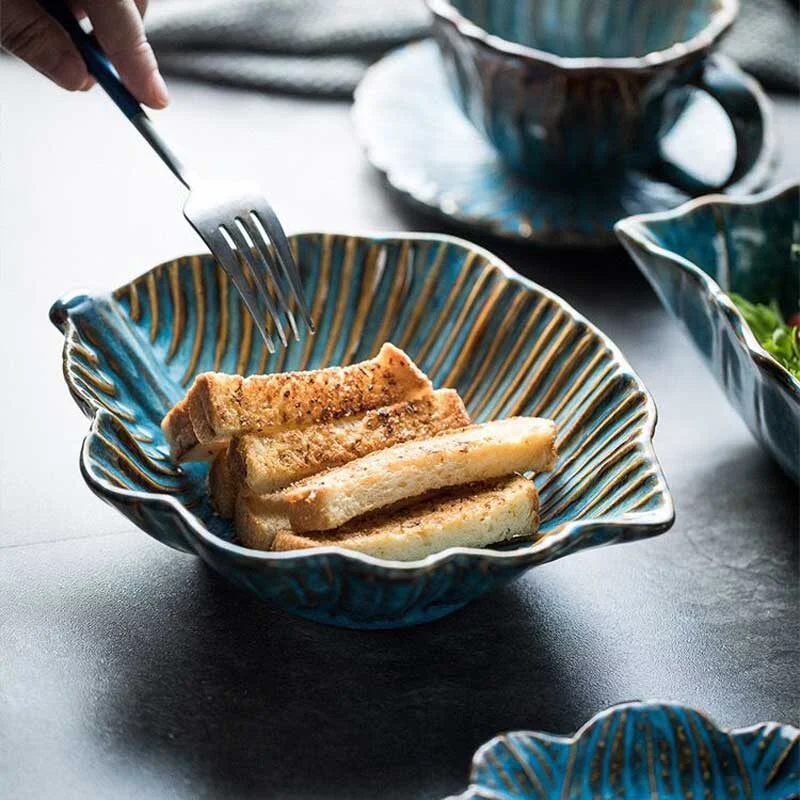 Creative Kiln Transmutation Blue Vintage Irregular Ceramic Plate (3)