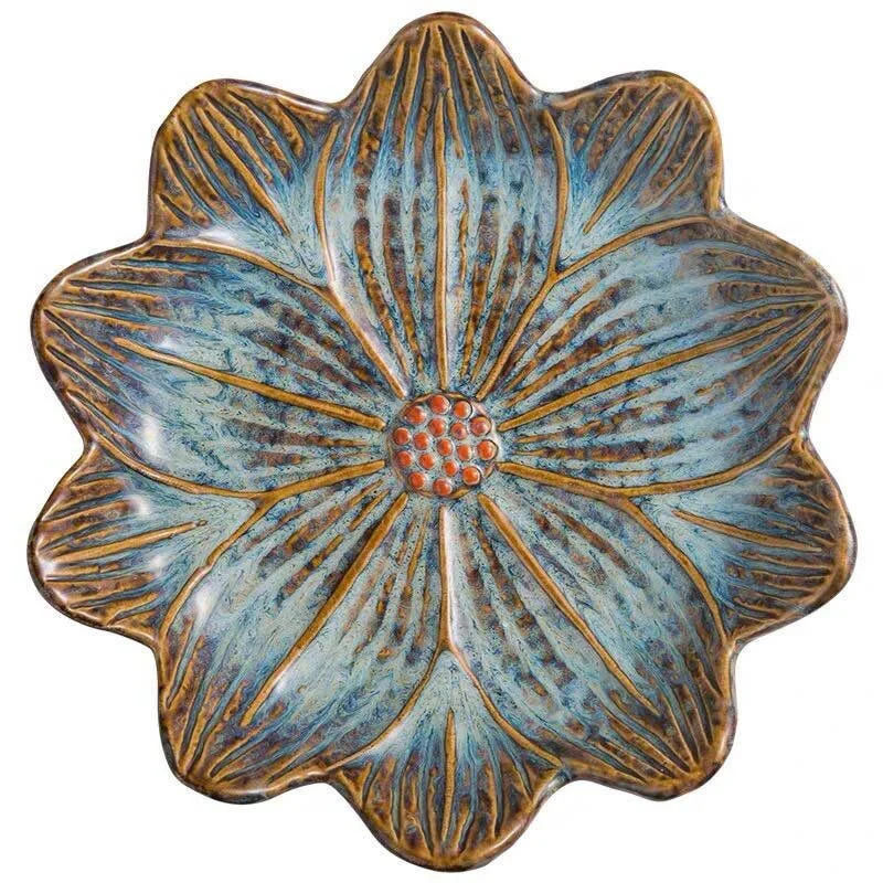 Creative Kiln Transmutation Blue Vintage Irregular Ceramic Plate (5)