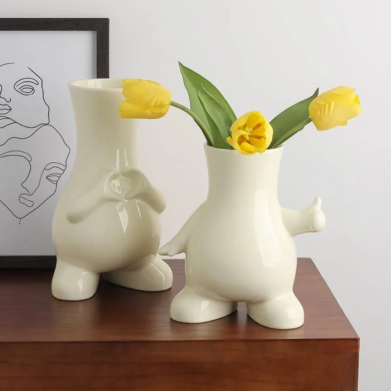 Cute Character Shaped Ceramic Vase – Playful Home Décor (3)