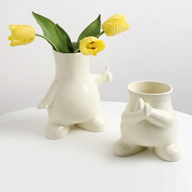 Cute Character Shaped Ceramic Vase – Playful Home Décor (5)