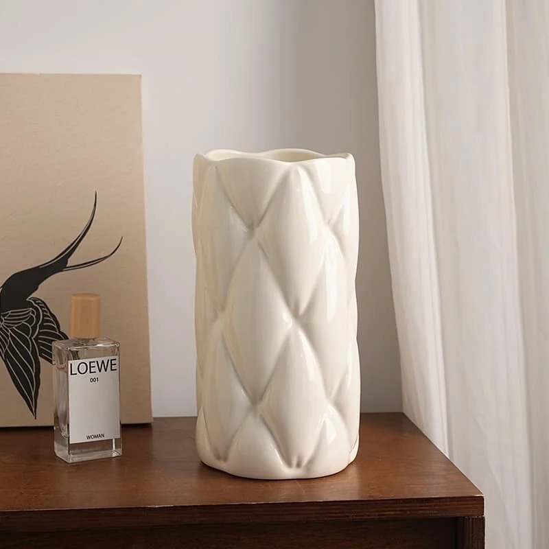 Cylindrical Diamond Pattern Ceramic Vase (4)