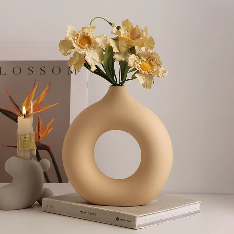 Donut Shaped Ceramic Vase Creative Modern Décor (3)