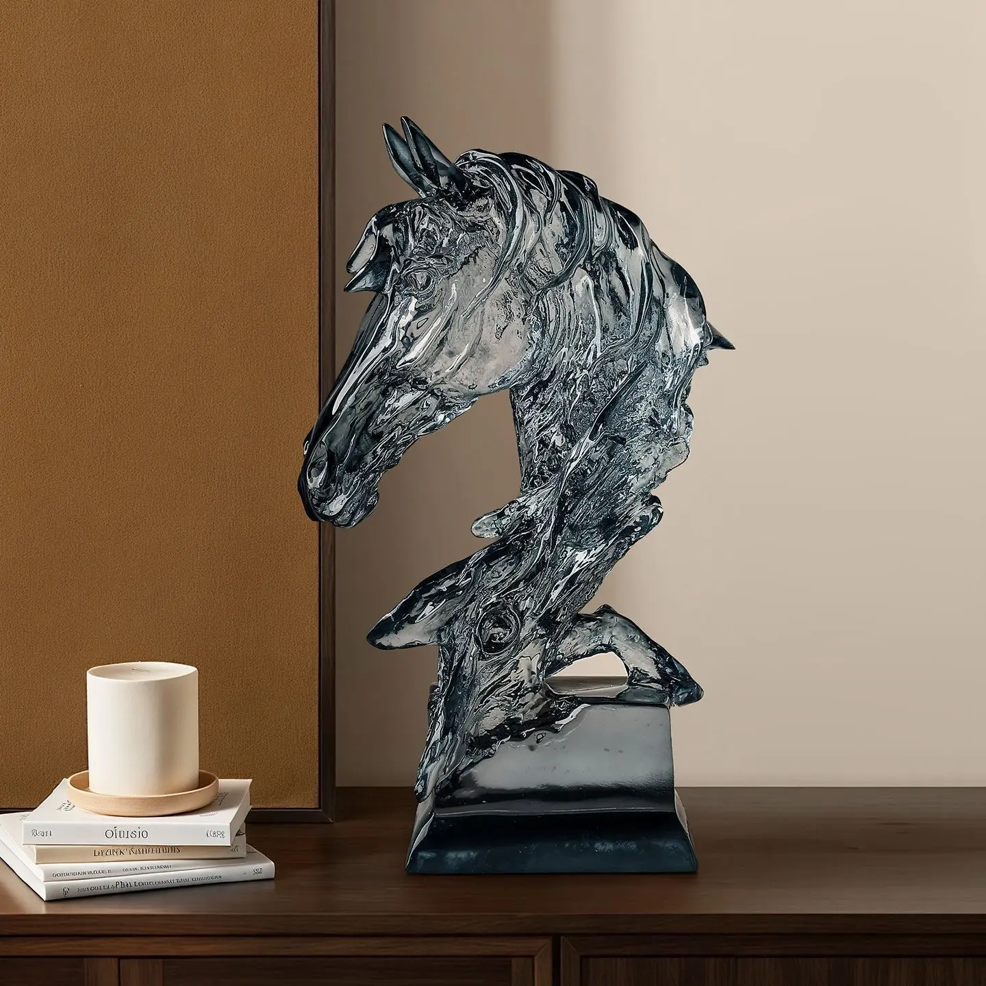 Elegant Glass Horse Head Sculpture01