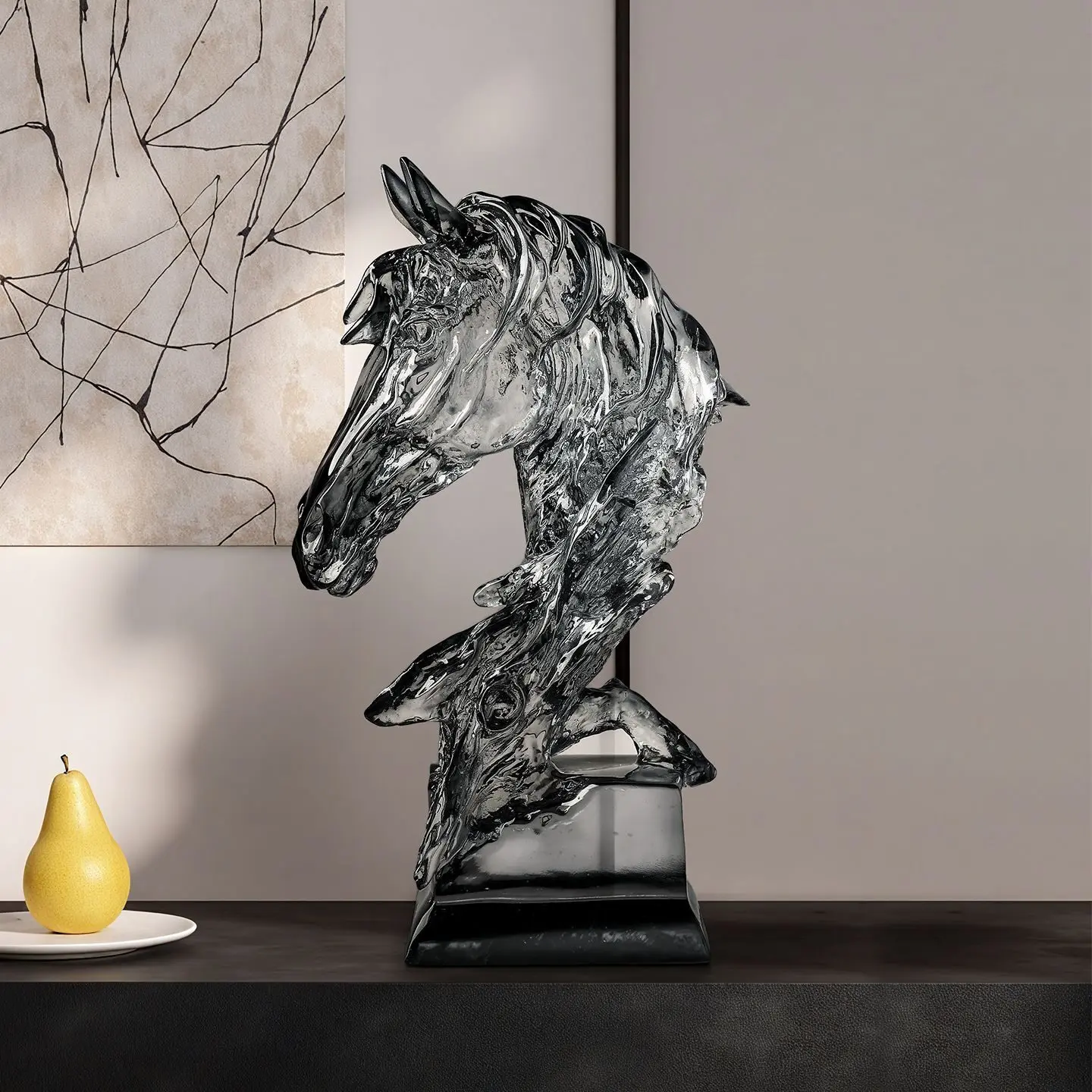 Elegant Glass Horse Head Sculpture02
