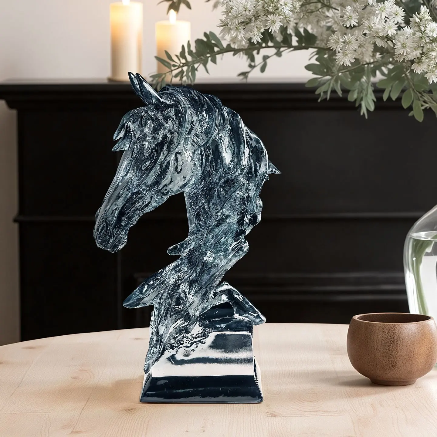 Elegant Glass Horse Head Sculpture03