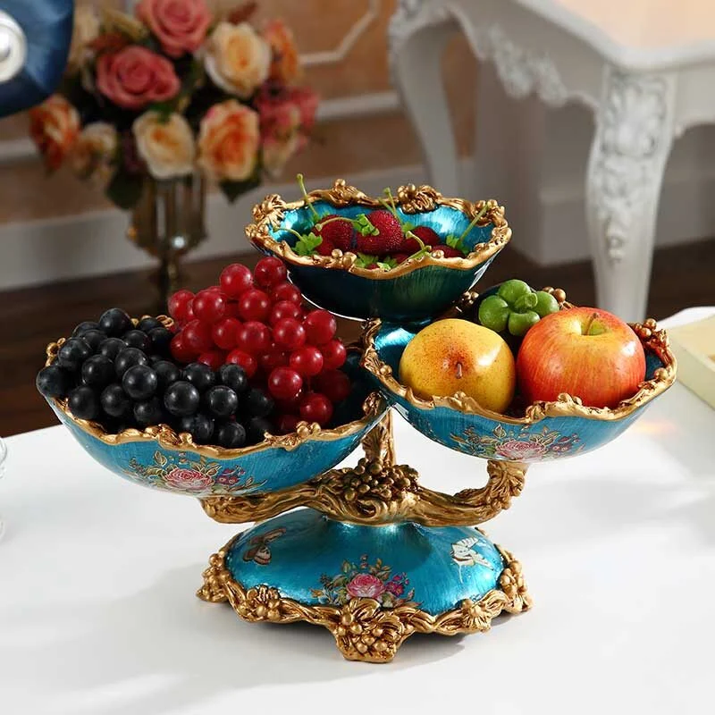 European Luxury Pedestal Multi Tier Green resin Fruit Plate