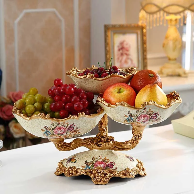 European Luxury Pedestal Multi Tier Green resin Fruit Plate