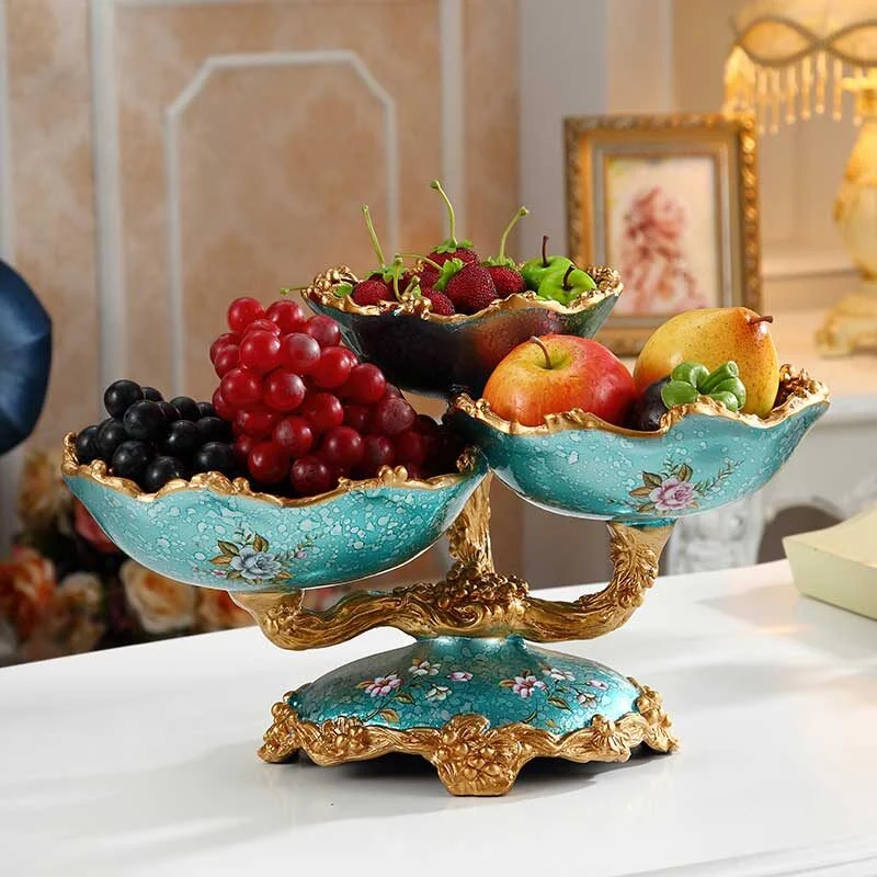 European Luxury Pedestal Multi Tier Green resin Fruit Plate