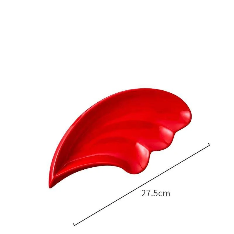 Feather Shaped Ceramic Plate Set – Available In Multiple Colors (3)