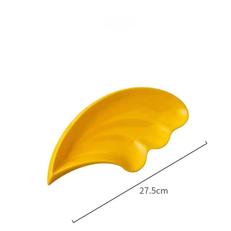 Feather Shaped Ceramic Plate Set – Available In Multiple Colors (4)