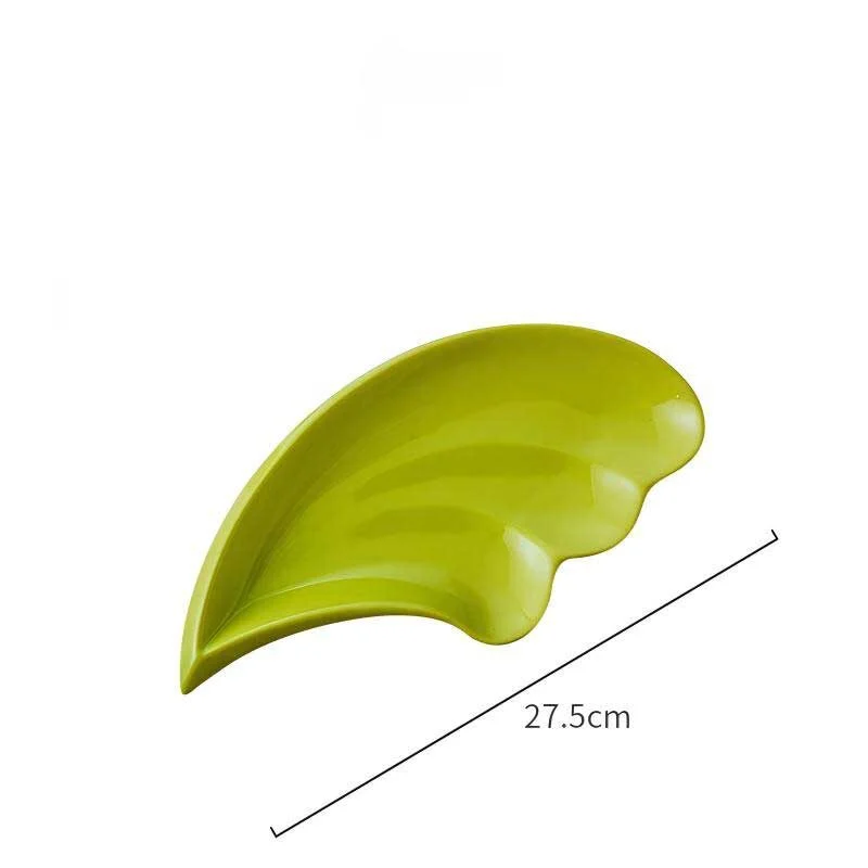 Feather Shaped Ceramic Plate Set – Available In Multiple Colors (5)