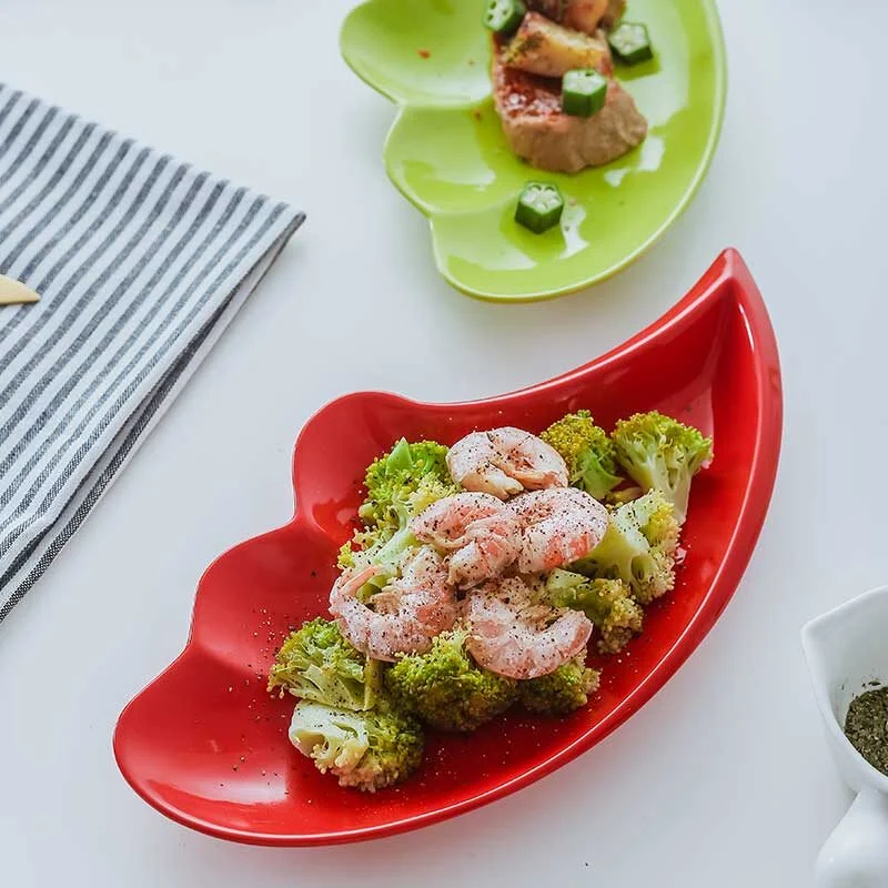 Feather Shaped Ceramic Plate Set – Available In Multiple Colors (7)