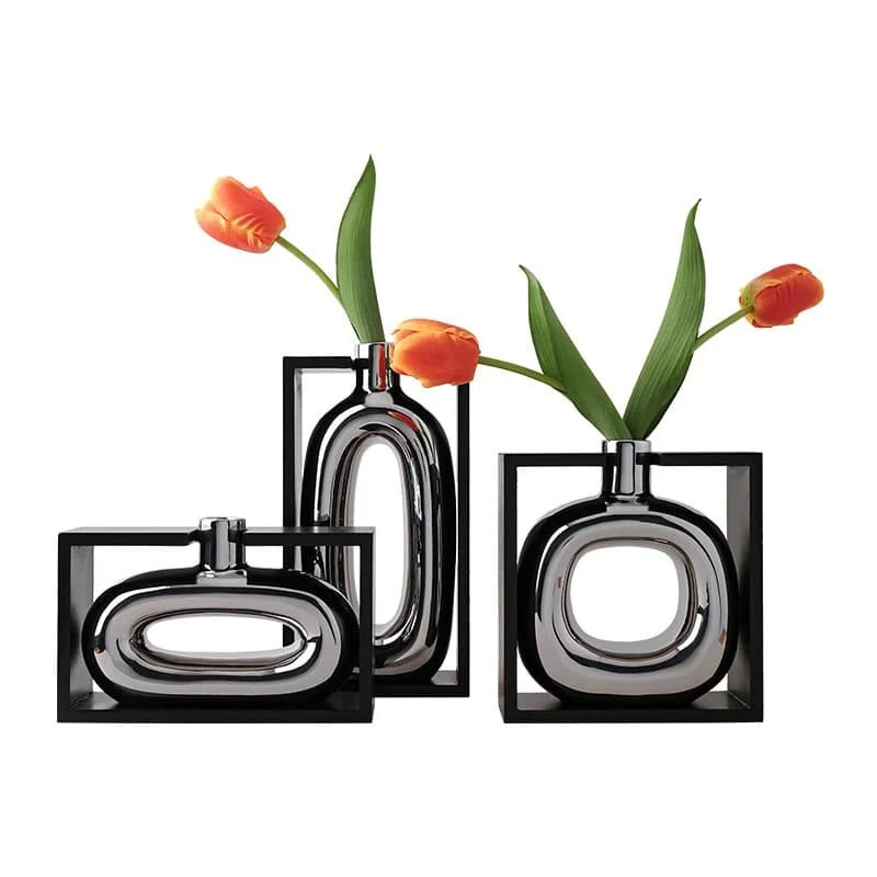 Framed Square Ceramic Vase – Wooden Frame Home Décor (5)