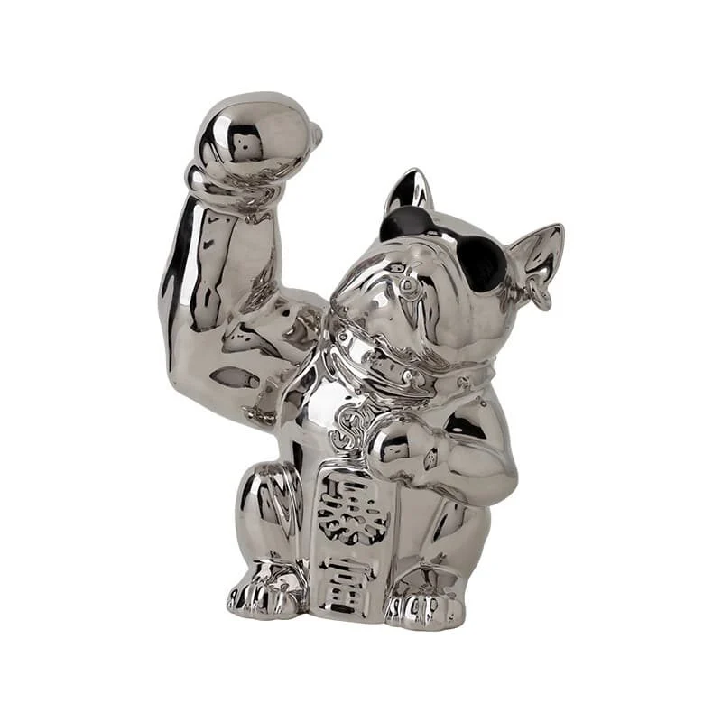French Bulldog Silver Plated Ceramic Tray (1)