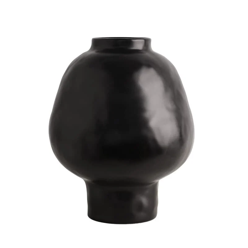 French Retro Textured Ceramic Belly Jar Vase (3)