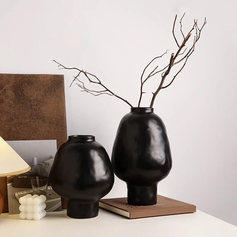 French Retro Textured Ceramic Belly Jar Vase (5)