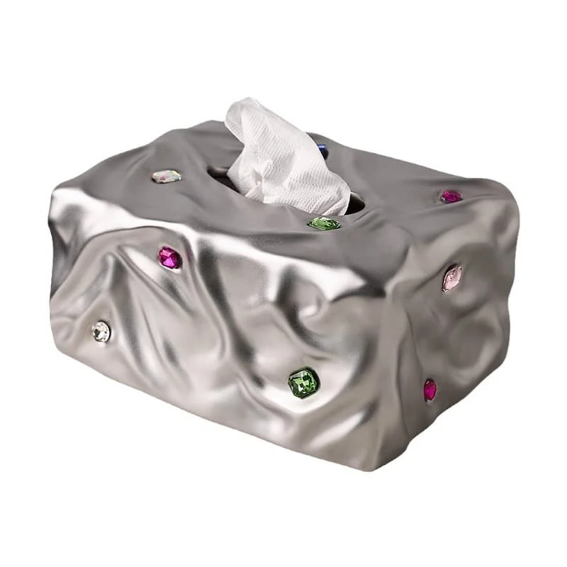 Gemstone Embellished Irregular Texture Ceramic Tissue Box (1)