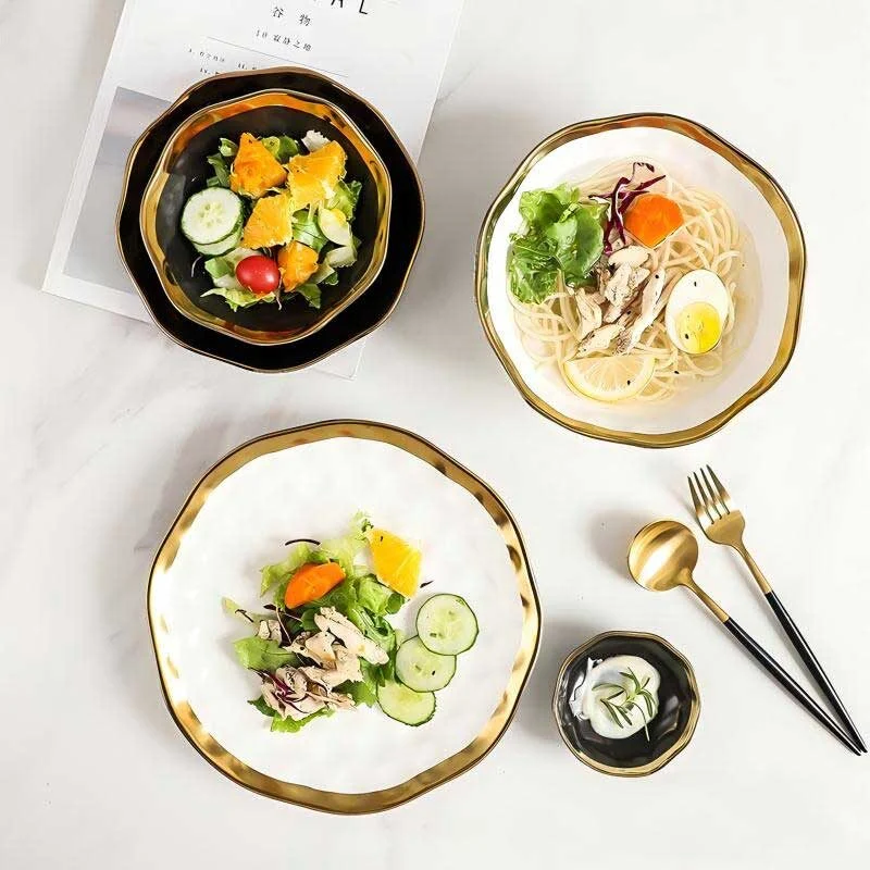 Gold Rimmed Ceramic Conical Bowl (5)