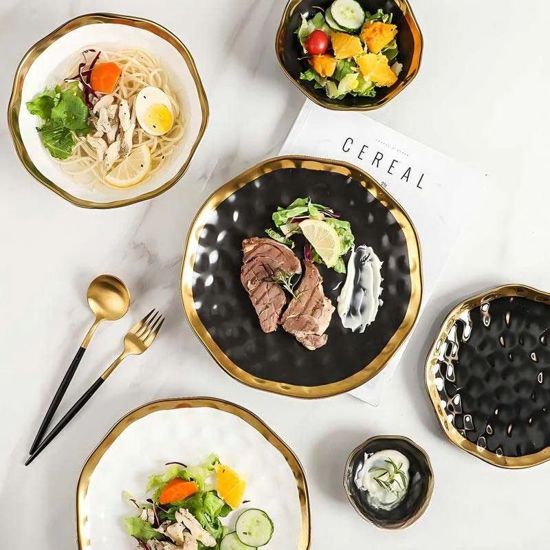 Gold Rimmed Ceramic Conical Bowl (6)