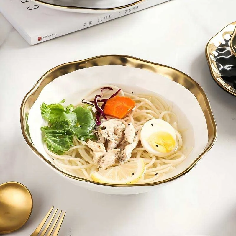 Gold Rimmed Ceramic Conical Bowl (7)