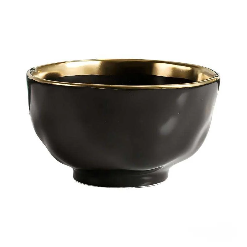 Gold Rimmed Ceramic Conical Bowl (8)