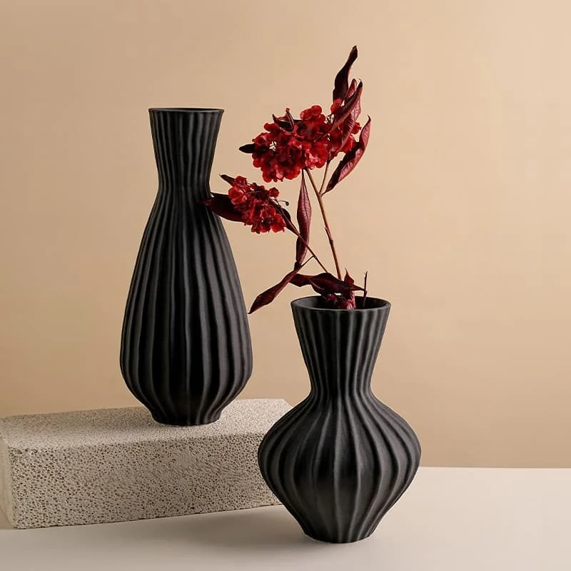 Gourd Shaped Ceramic Vase With Shell Texture (3)