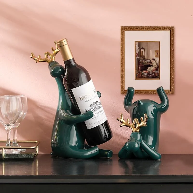Green Reindeer Wine Holder Figurine (4)