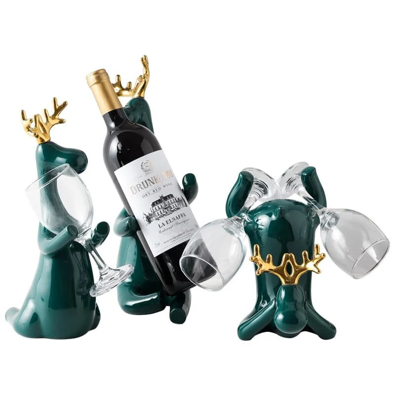 Green Reindeer Wine Holder Figurine (5)