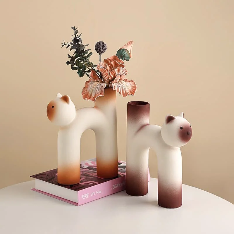 H Shaped Cat Ceramic Vase – Modern Playful Décor (2)