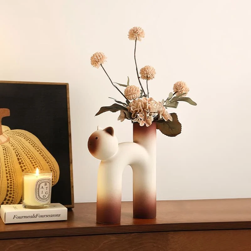 H Shaped Cat Ceramic Vase – Modern Playful Décor (3)