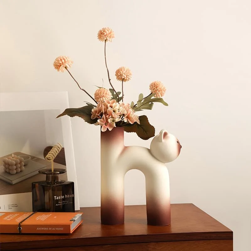 H Shaped Cat Ceramic Vase – Modern Playful Décor (4)