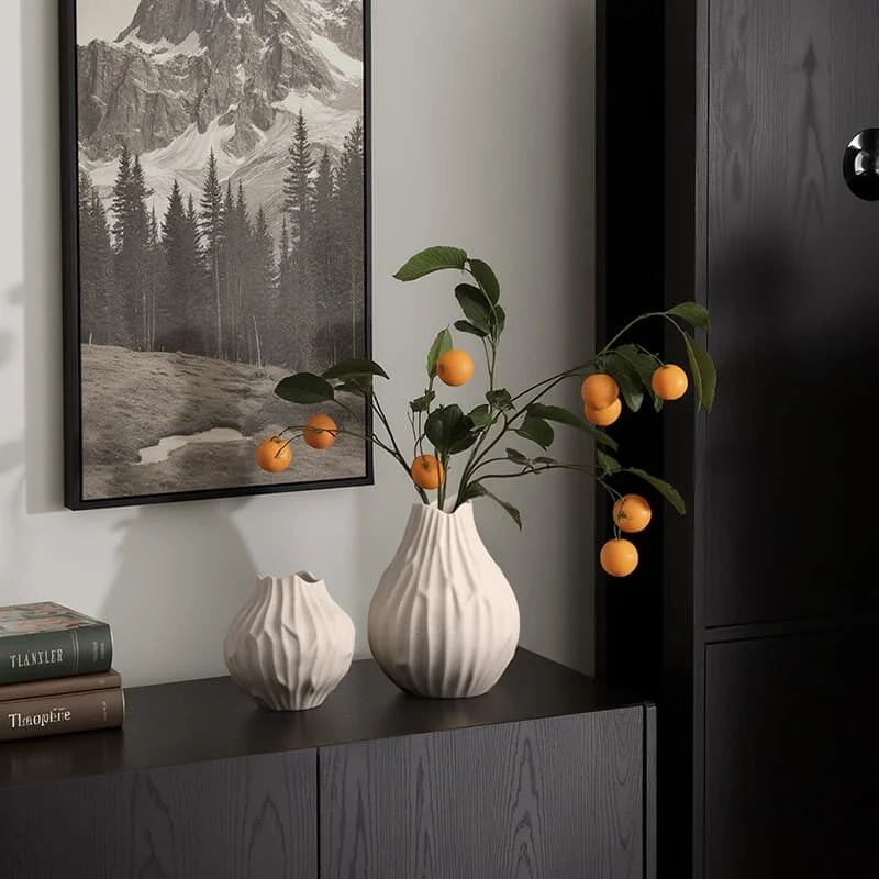 Haku Wabi Sabi Small Round Belly White Ceramic Vase (2)