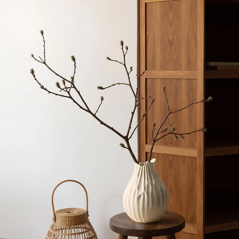 Haku Wabi Sabi Small Round Belly White Ceramic Vase (3)