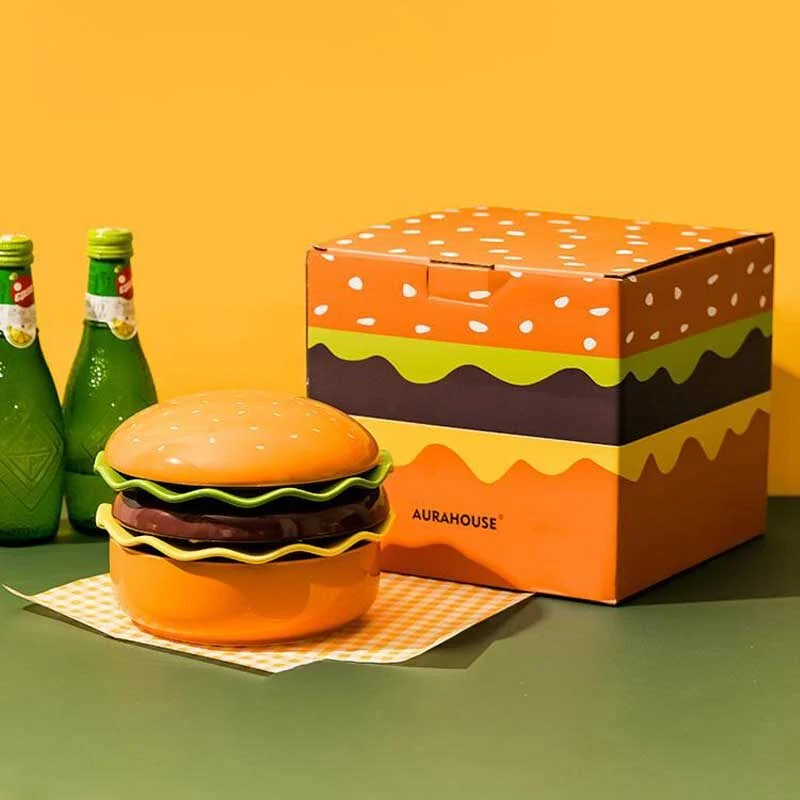 Hamburger Inspired Ceramic Bowl & Plate Set – Creative Tableware (2)